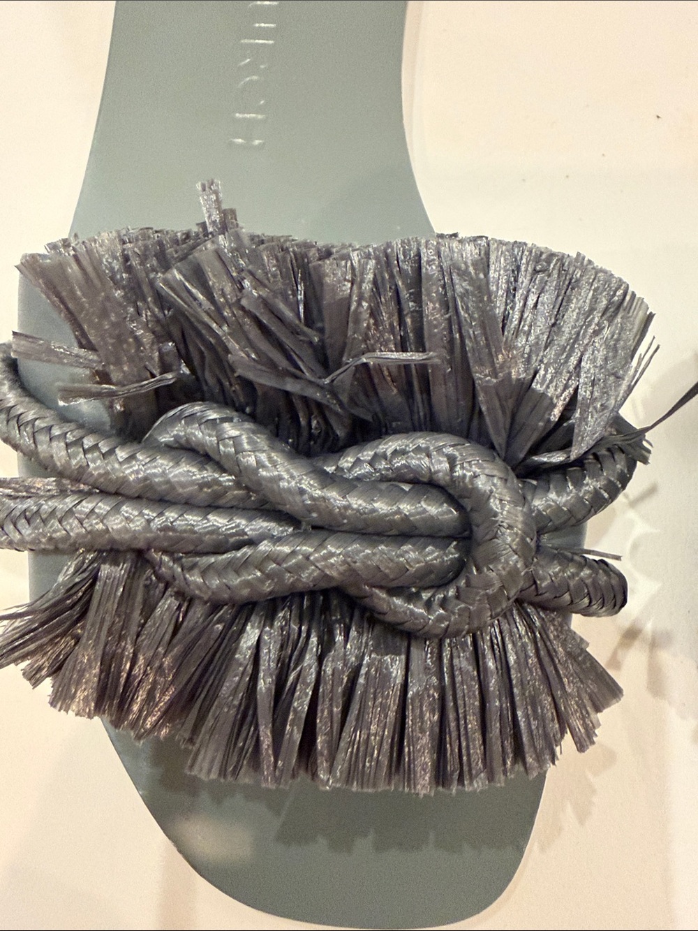 Tory Burch Gray Raffia Knot Slide Sandals - Picture 3 of 5